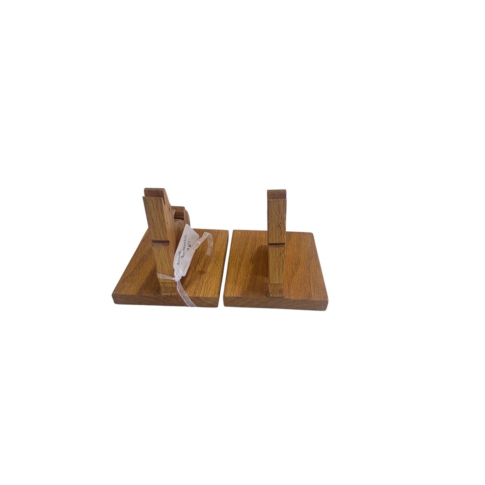 Vintage Hand Carved Wooden Howling Coyote Bookends Rustic Southwest Decor Pair - Picture 4 of 7